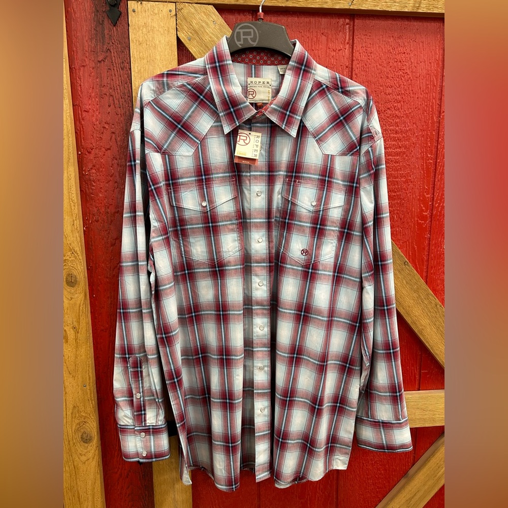 Roper Men’s Button Down Shirt with Contrasting Patterns